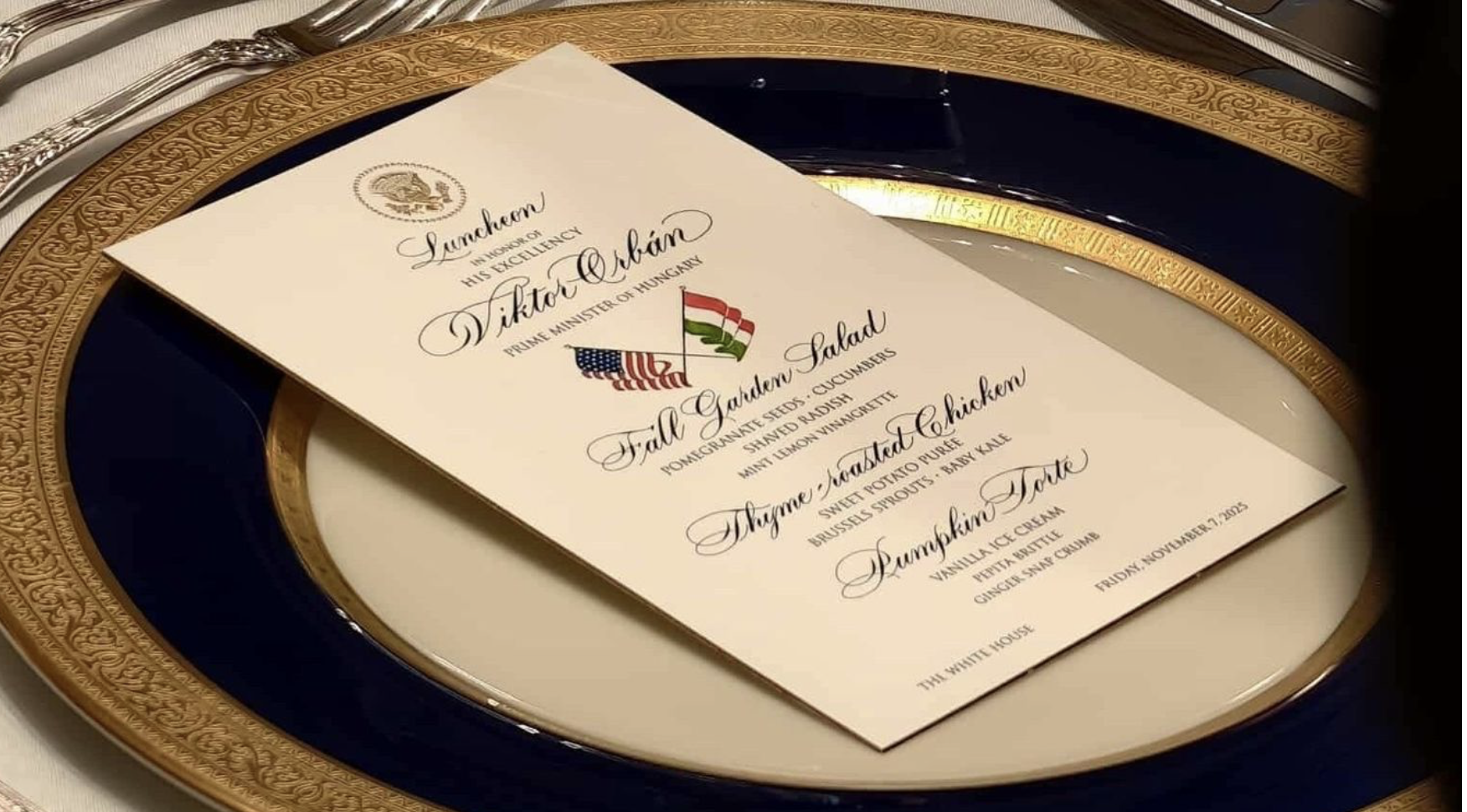 Nyilvánosságra került Orbán Viktor és Donald Trump washingtoni ebédjének menüje